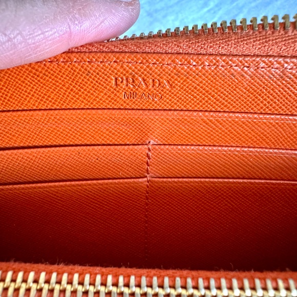 Prada Wallet Saffiano Leather Orange with Box - Picture 6 of 16